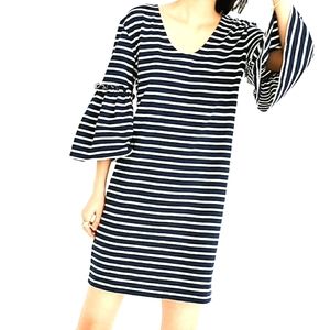 Madewell Navy White Striped Ruffle Sleeve Dress M